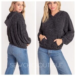 Two Toned Black Hoodie with Front Pocket